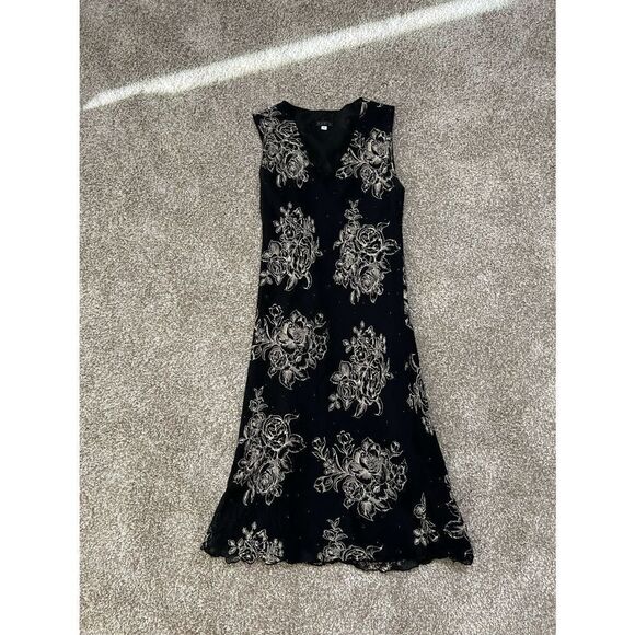 Lapis women Dress Silk Black Floral size S - Picture 4 of 10